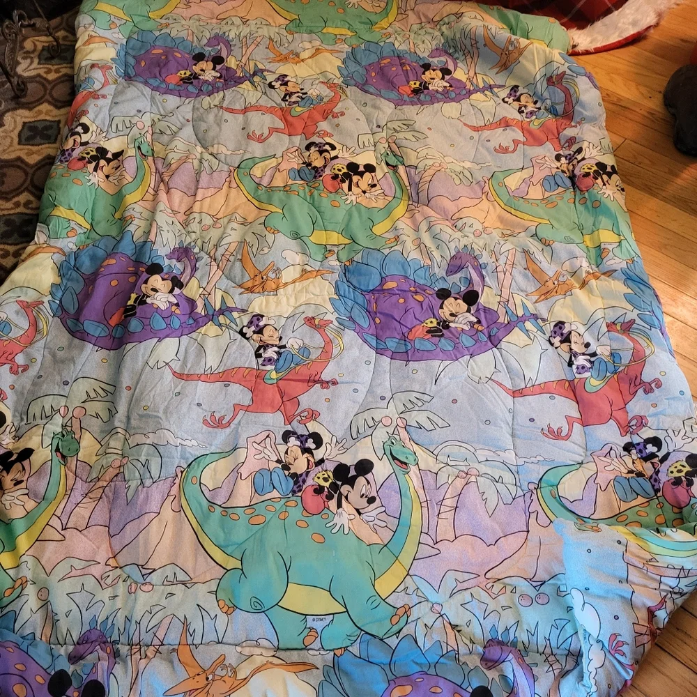 Disney Mickey Mouse Dinosaur stone age Comforter Vintage